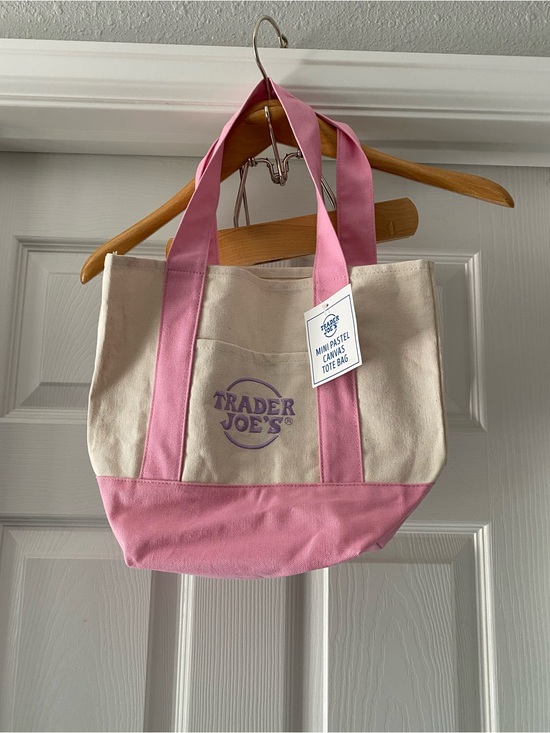 Trader Joe'S Handbags - NWT Trader Joe's Pink & Cream Canvas Mini Tote